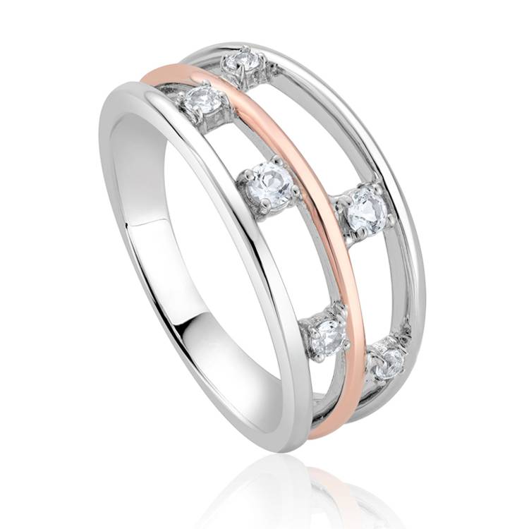 Clogau Awyr Y Nos Sterling Silver White Topaz Ring - J