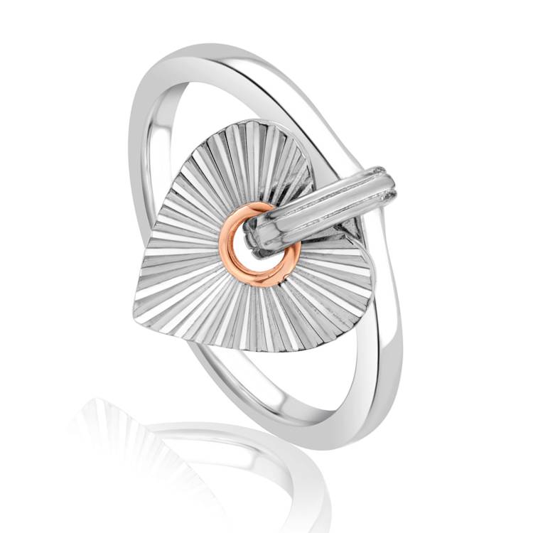 Clogau Cariad Horizon Heart Sterling Silver Ring D - S
