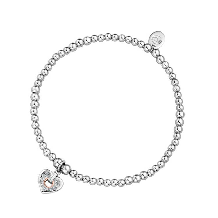 Clogau Cariad Sparkle Heart Affinity Sterling Silver Bead Bracelet 16.5-17.5cm - Sterling Silver