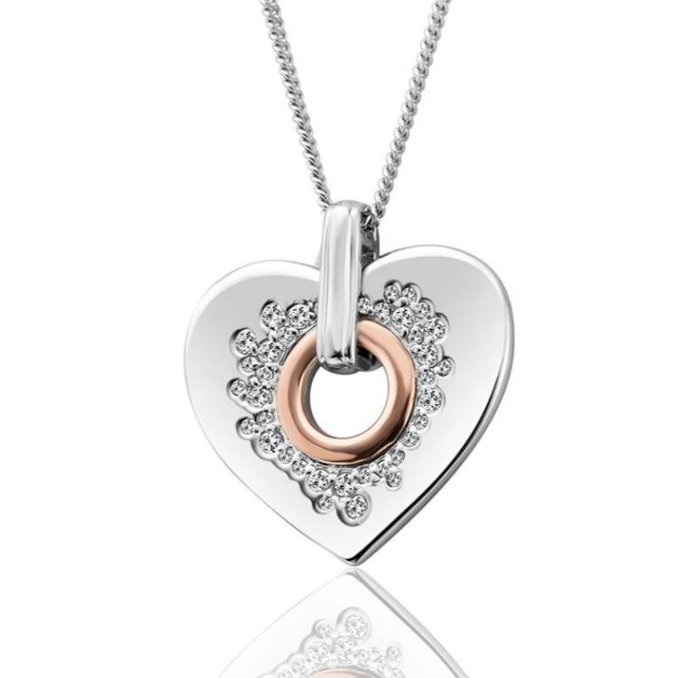 Clogau Cariad Sterling Silver Sparkle Heart Necklace - Silver