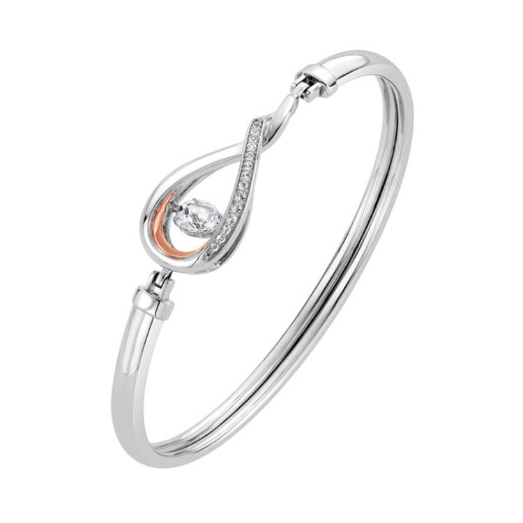 Clogau Eternity Dancing Sterling Silver White Topaz Bangle - Sterling Silver