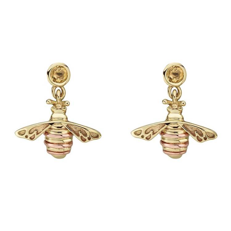 Clogau Honey Bee 9ct Yellow Gold Drop Earrings - Gold