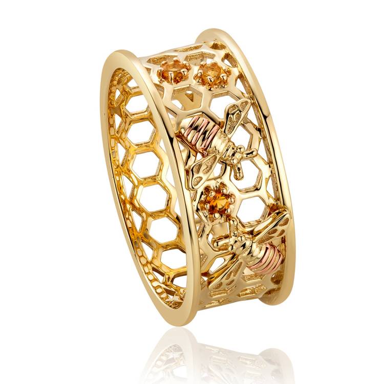 Clogau Honey Bee 9ct Yellow Gold Honeycomb Ring - P