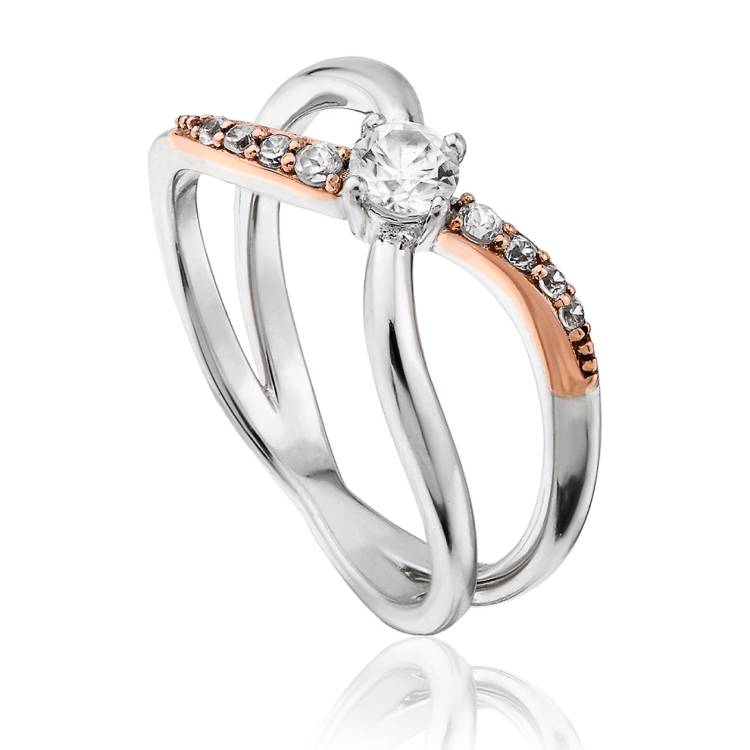 Clogau Kiss 9ct Rose Gold Sterling Silver Ring - L