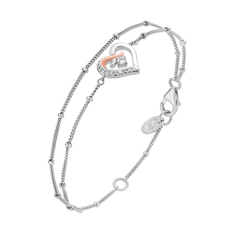 Clogau Kiss Sterling Silver Double Chain Bracelet - Sterling Silver