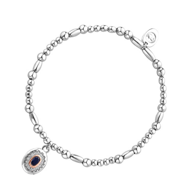 Clogau Princess Diana Sterling Silver Sapphire White Topaz Affinity Bead Bracelet - Sterling Silver