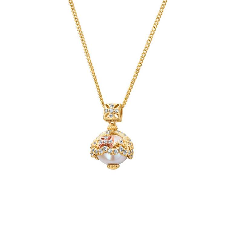 Clogau Royal Crown 9ct Gold Genuine Zircon Pearl Pendant D - Gold
