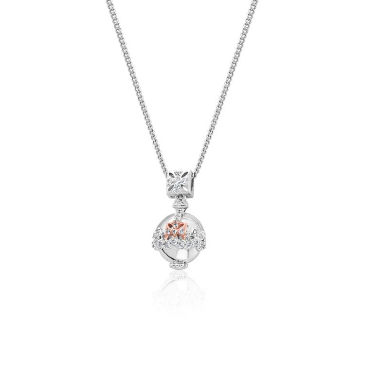 Clogau Royal Crown Sterling Silver White Topaz Pendant D - Sterling Silver