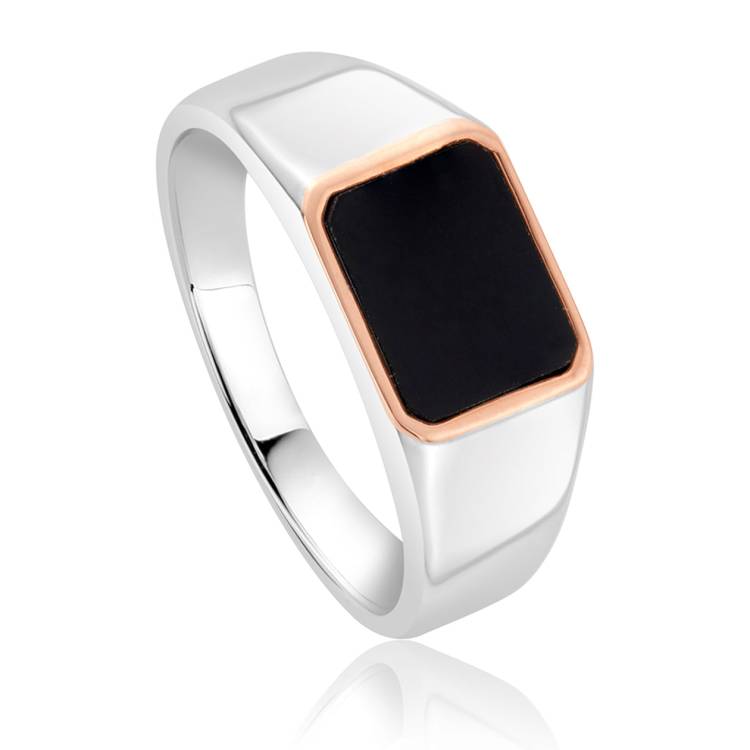 Clogau Sterling Silver Onyx Signet Ring D - K