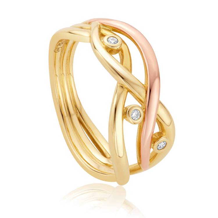 Clogau Swallow Falls 18ct Gold Diamond Ring - P