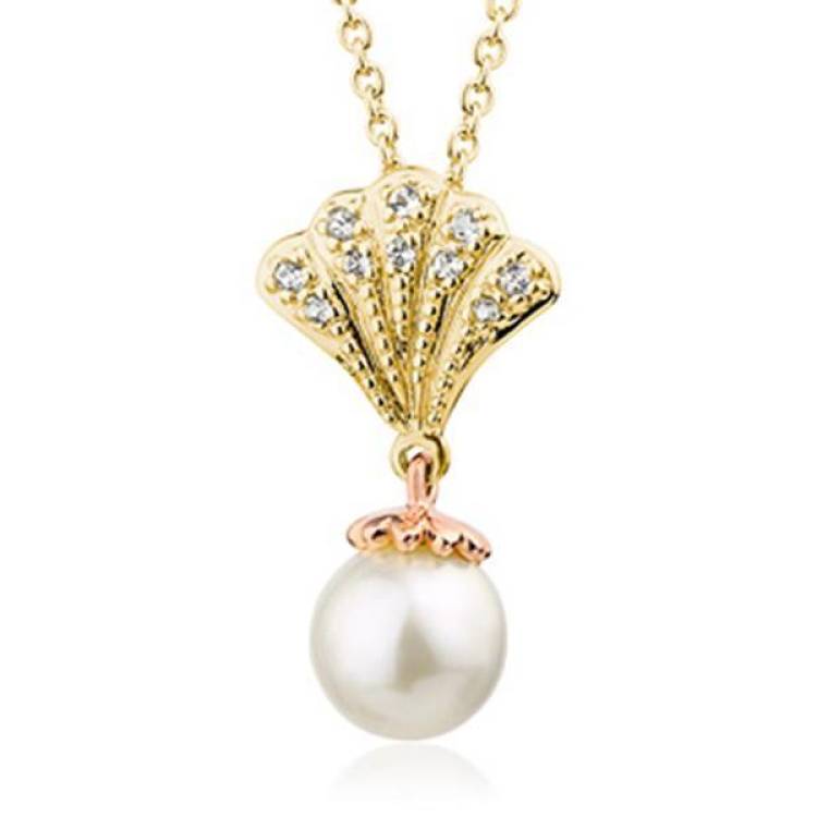 Clogau Windsor 9ct Gold White Topaz Pearl Necklace D - Gold