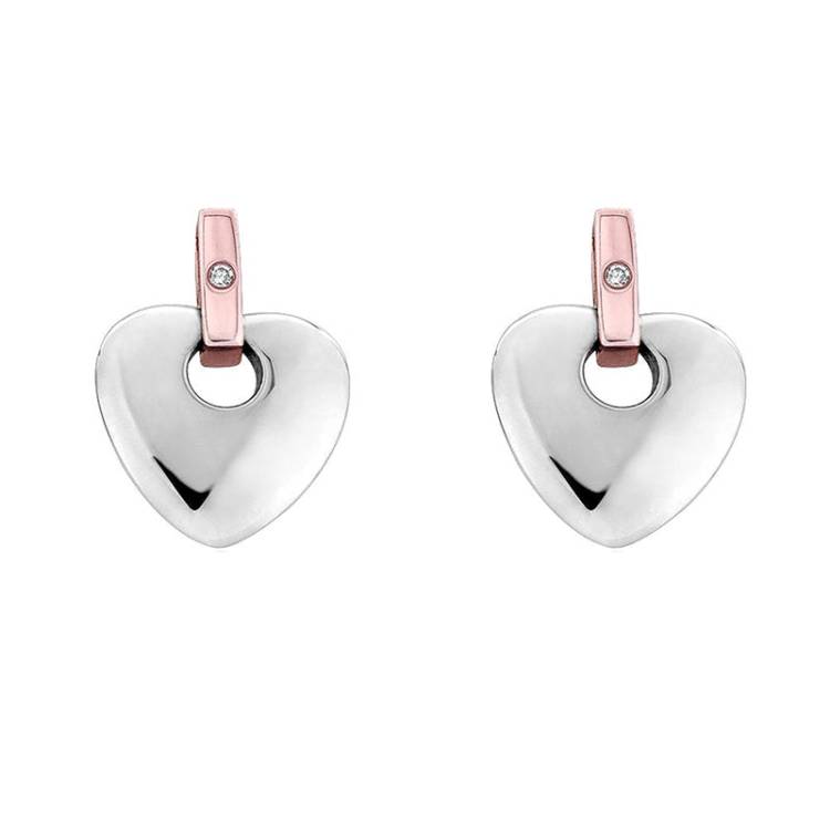 Clogau Cariad Sterling Silver Diamond Heart Earrings - Silver