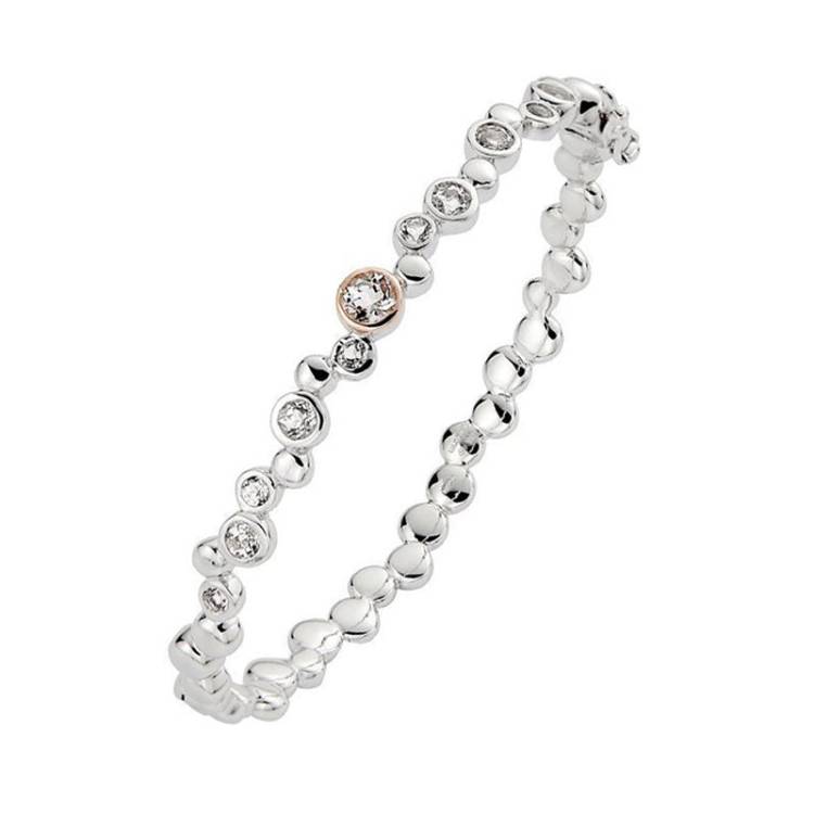 Clogau Celebration Sterling Silver White Topaz Bangle - Silver