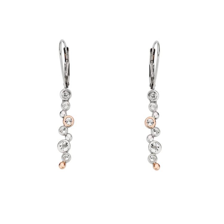 Clogau Celebration Sterling Silver White Topaz Drop Earrings - Silver