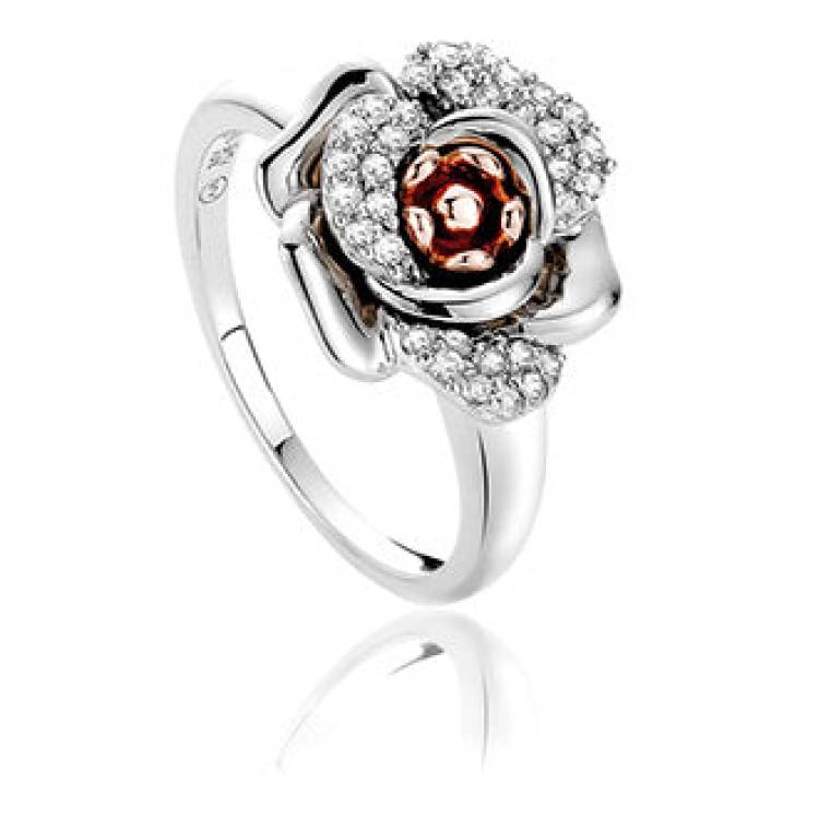 Clogau Rose Sterling Silver White Topaz Ring D - M