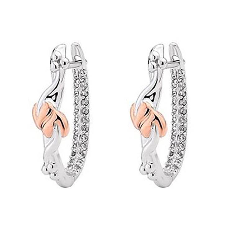 Clogau Tree of Life Sterling Silver 9ct Rose Gold Hoop Earrings - Silver