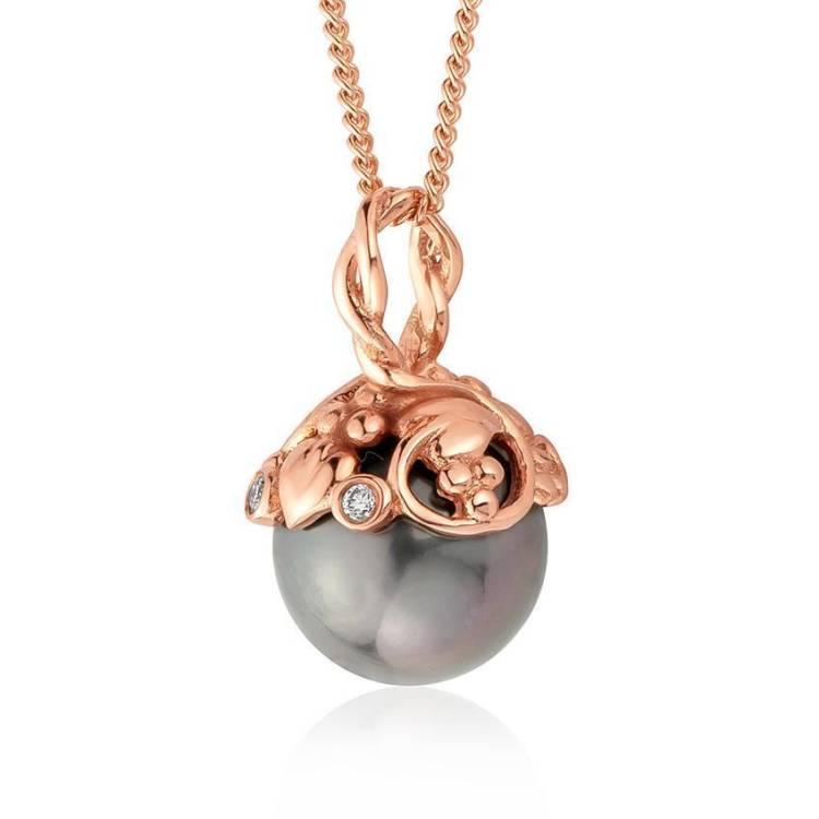 Clogau Tree of Life Tahitian Pearl 18ct Rose Gold Necklace D - Gold