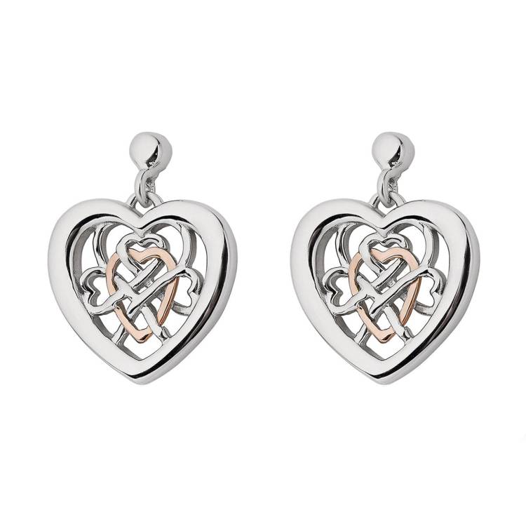 Clogau Welsh Royalty Sterling Silver Rose Gold Stud Earrings - Silver