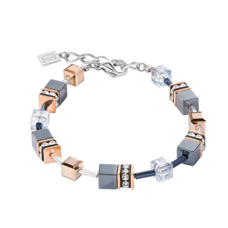 Coeur De Lion GeoCUBE Ice Blue Bracelet - Silver