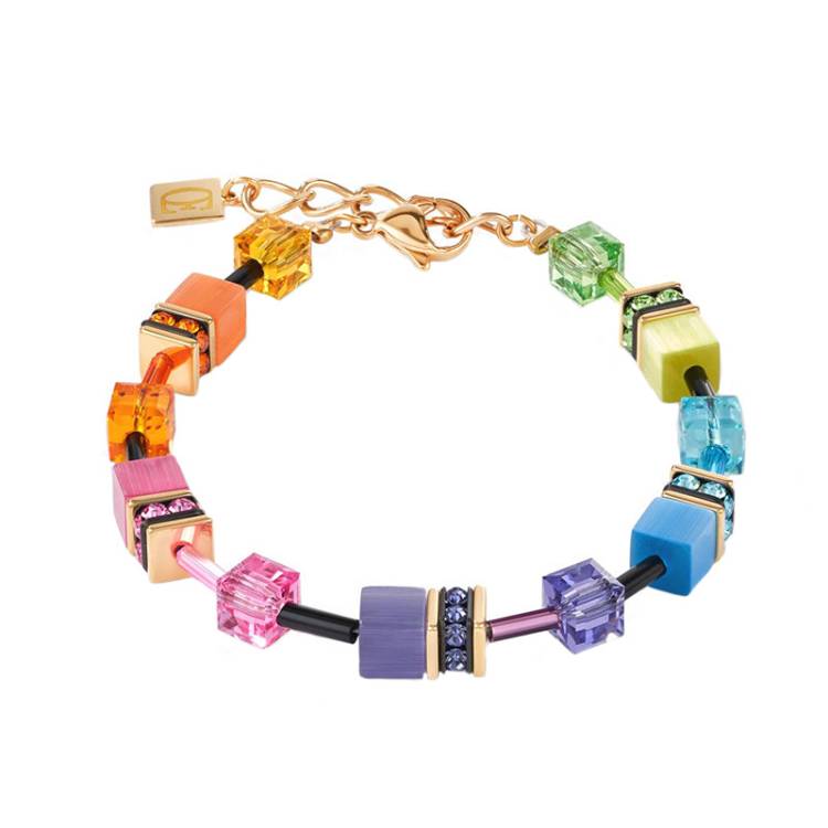 Coeur De Lion GeoCUBE Multicolour Rainbow Bracelet - Silver