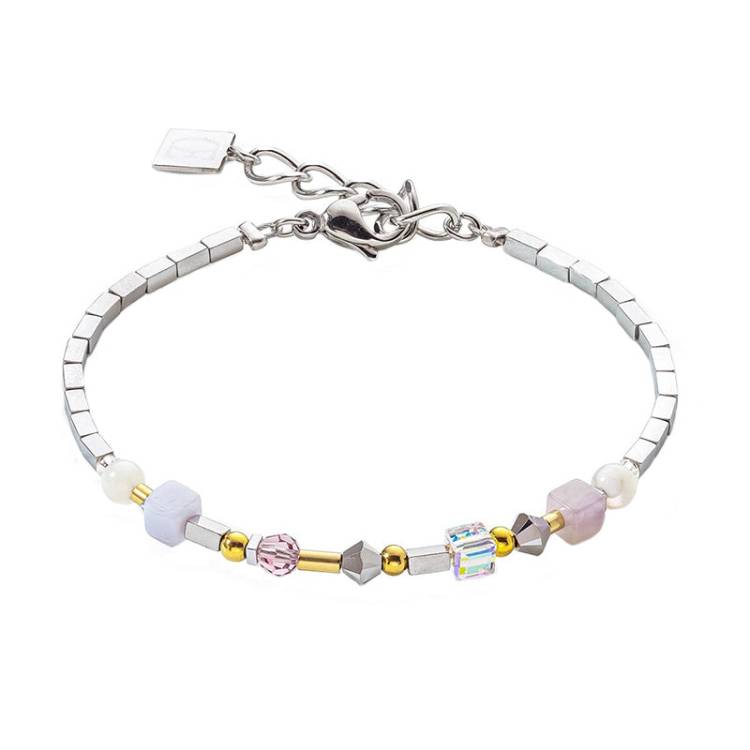 Coeur De Lion GeoCUBE Precious Brilliant Square Romantic Pastel Bracelet - Silver