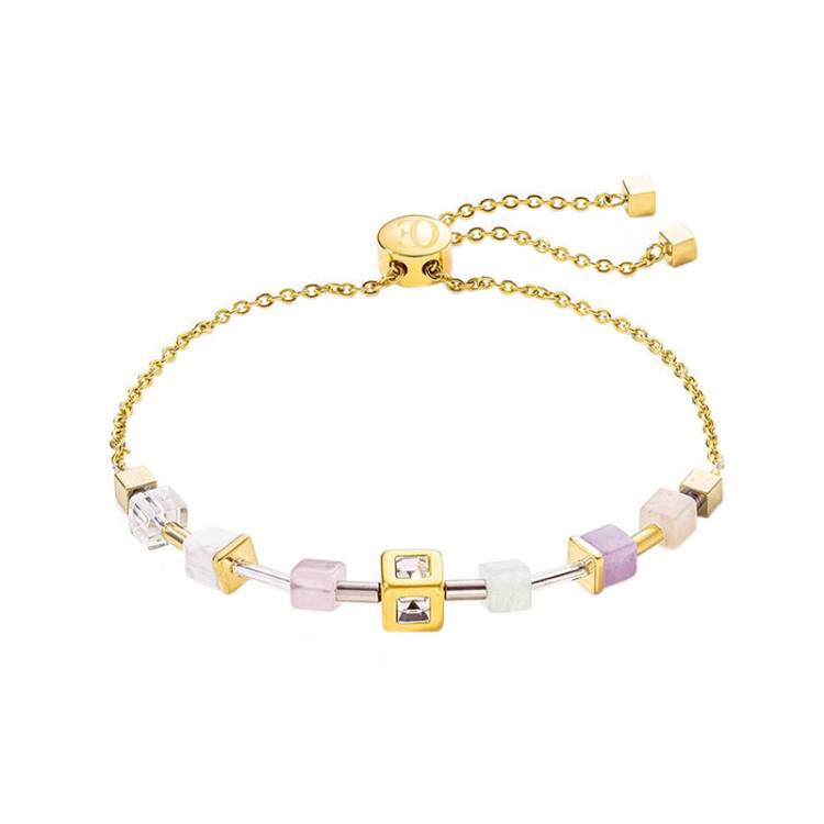 Coeur De Lion GeoCUBE Precious Multicolour Pastel Adjustable Bracelet - Silver