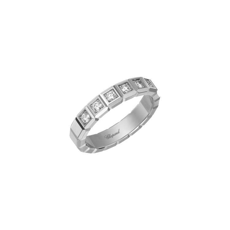 Chopard Ice Cube 18ct White Gold Diamond Half Set Medium Ring - 52