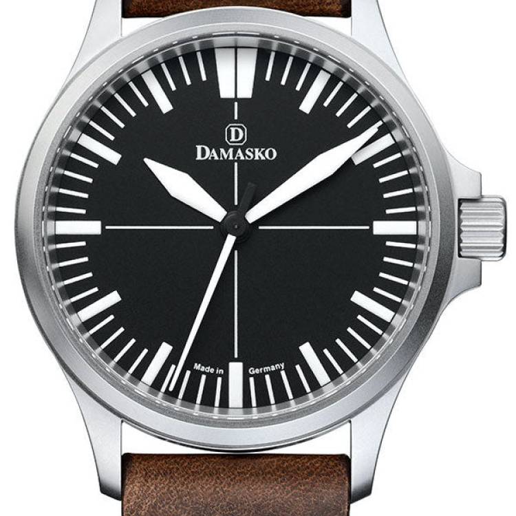 Damasko Watch DK30 Vintage Mocha Leather Pin - Black