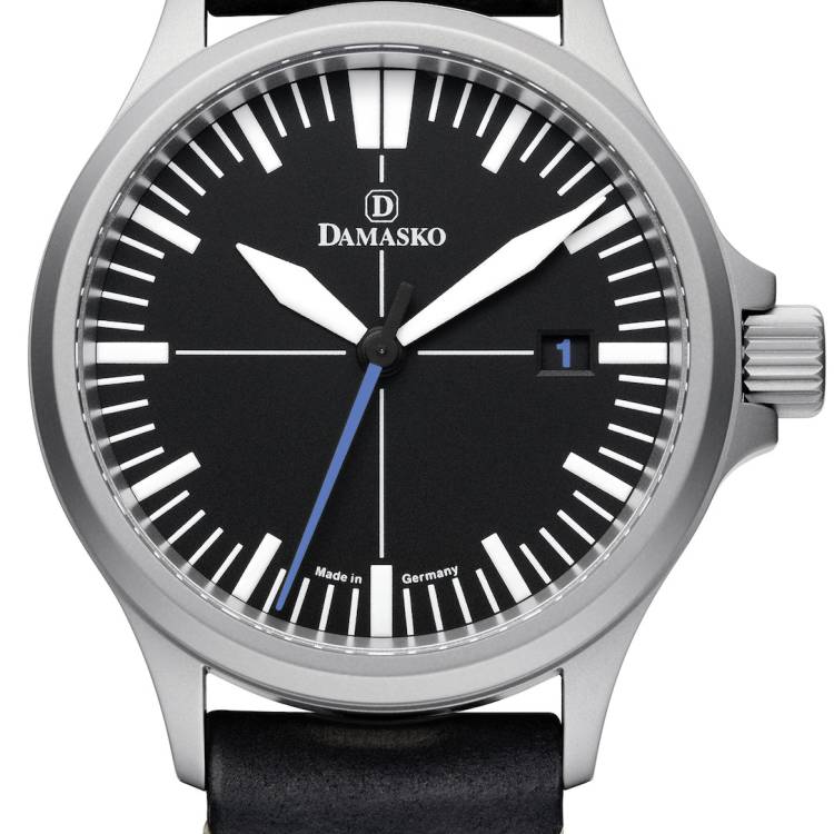 Damasko Watch DS30 Blue Leather Pin - Black