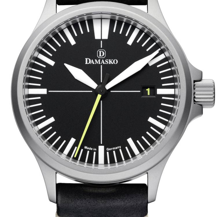 Damasko Watch DS30 Yellow Leather Pin - Black