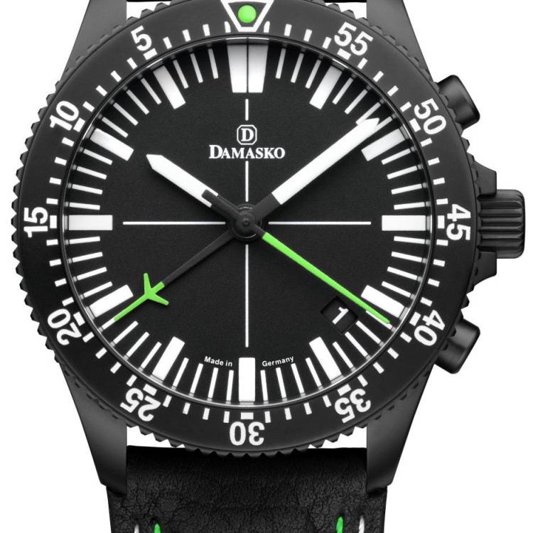 Damasko Watch DC82 Black Green Leather Pin