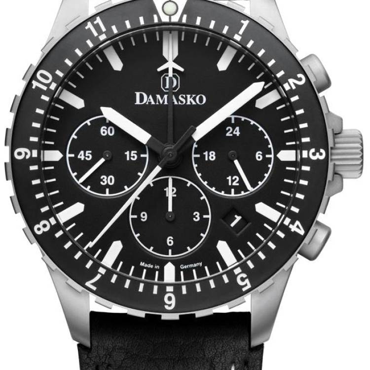 Damasko Watch DC86 Double Stitch Leather Pin - Black