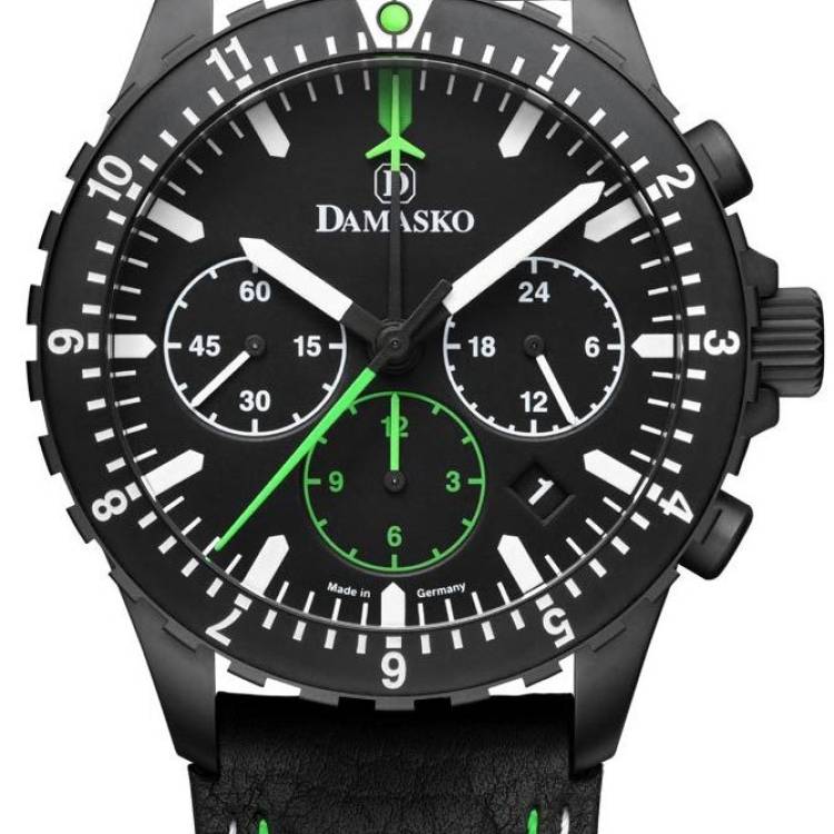 Damasko Watch DC86 Green Black Leather Pin - Black