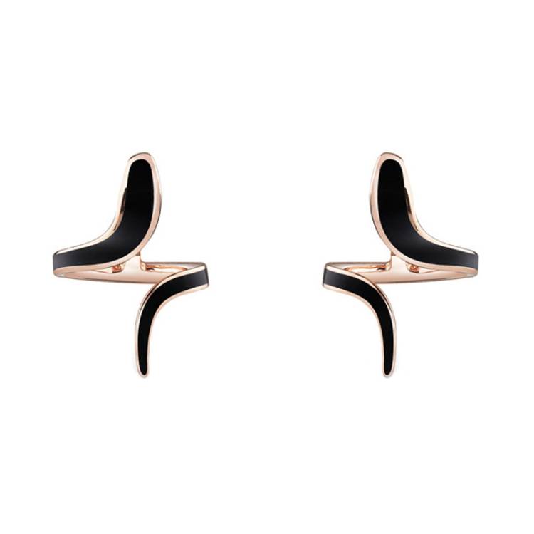 Damiani Eden 18ct Rose Gold Diamond Black Ceramic Snake Earrings - Gold