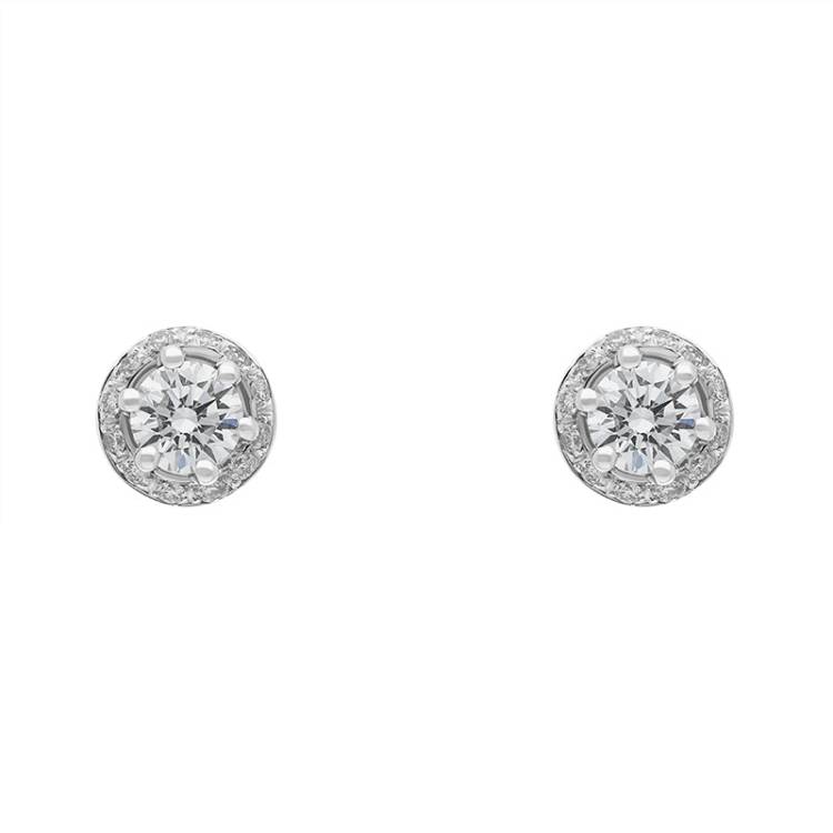 Damiani Minou 18ct White Gold 0.50ct Diamond Round Cut Pave Stud Earrings - Gold