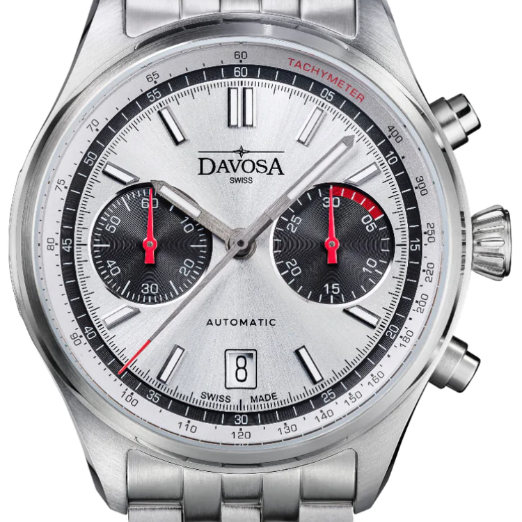 Davosa Watch Newton Pilot Rally Chronograph Silver Bracelet Limited Edition