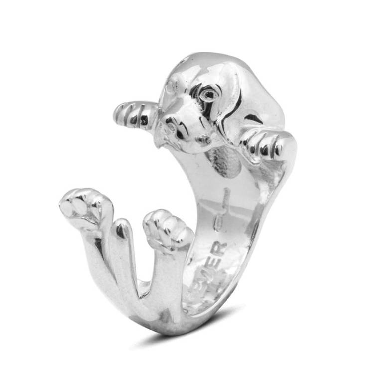Dog Fever Sterling Silver Beagle Hug Ring - XS
