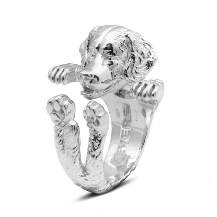 Dog Fever Sterling Silver Bernese Mountain Dog Hug Ring - L