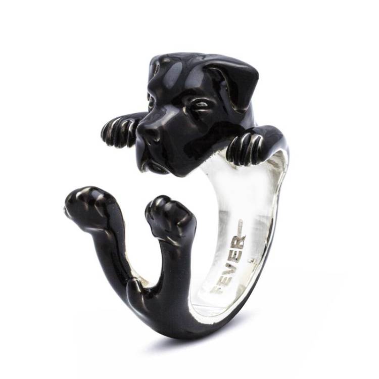 Dog Fever Sterling Silver Enamelled Cane Corso Hug Ring - XS