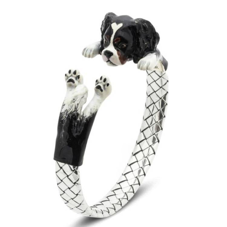Dog Fever Sterling Silver Enamelled Cavalier King Charles Spaniel Hug Bracelet