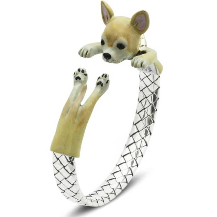 Dog Fever Sterling Silver Enamelled Chihuahua Hug Bracelet