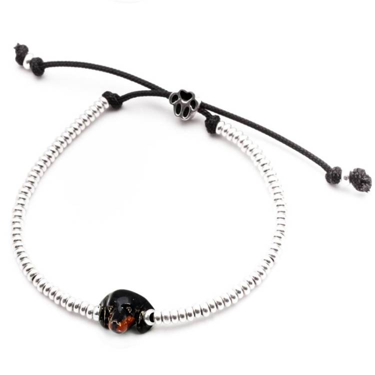 Dog Fever Sterling Silver Enamelled Dachshund Muzzle Bracelet