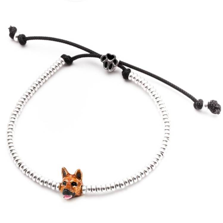 Dog Fever Sterling Silver Enamelled German Shepherd Muzzle Bracelet