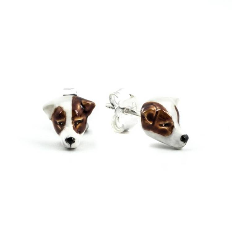Dog Fever Sterling Silver Enamelled Jack Russell Terrier Muzzle Earrings