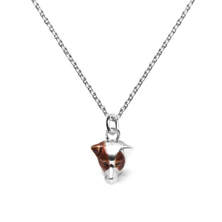 Dog Fever Sterling Silver Enamelled Jack Russell Terrier Muzzle Necklace