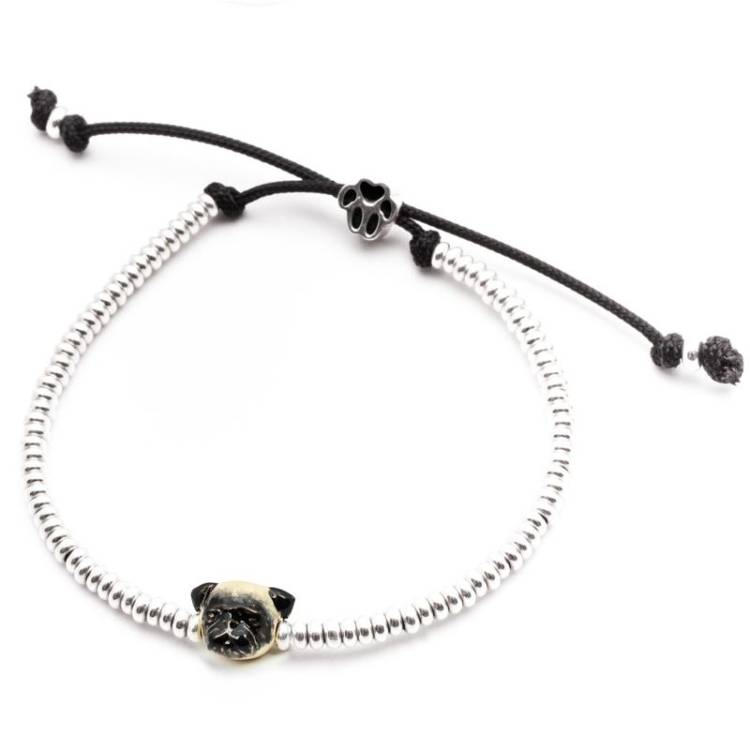 Dog Fever Sterling Silver Enamelled Pug Muzzle Bracelet