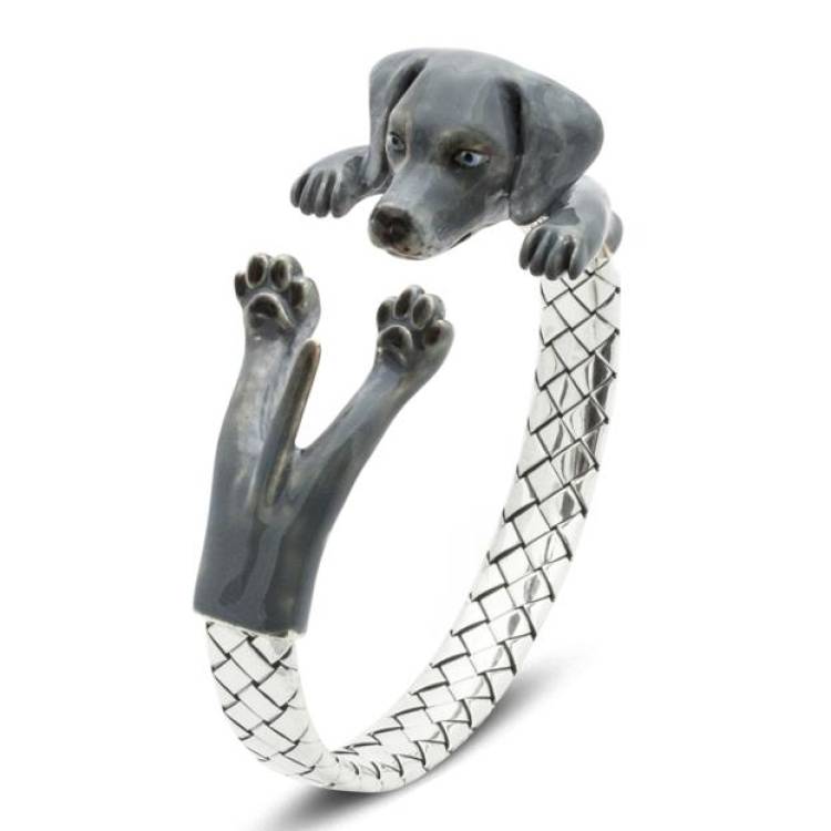 Dog Fever Sterling Silver Enamelled Weimaraner Hug Bracelet