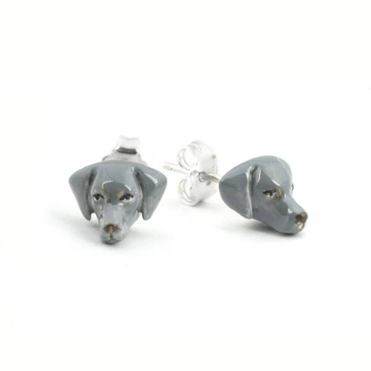Dog Fever Sterling Silver Enamelled Weimaraner Muzzle Earrings
