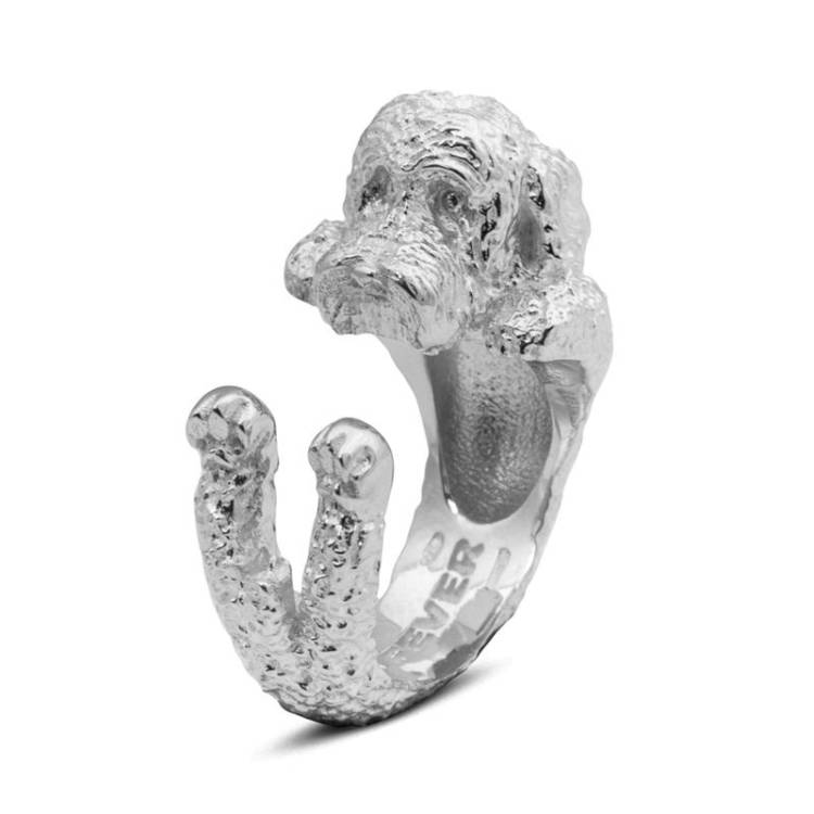 Dog Fever Sterling Silver Labradoodle Hug Ring - S Silver