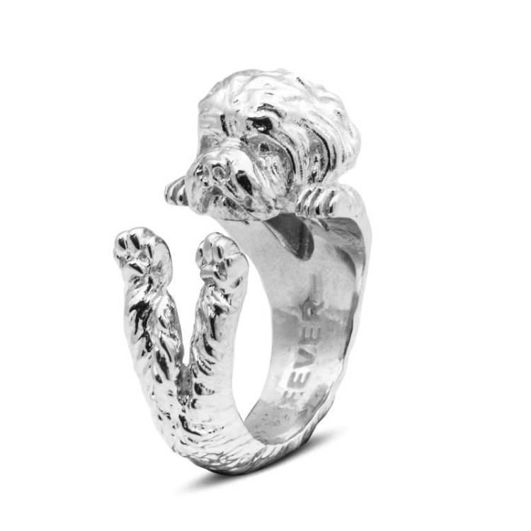 Dog Fever Sterling Silver Maltese Hug Ring - L Silver